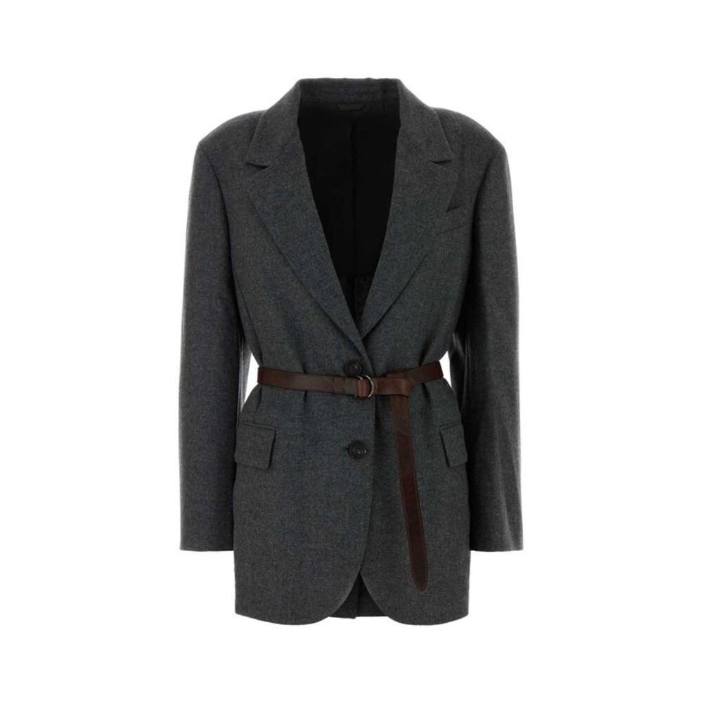Brunello Cucinelli Women Dark Grey Wool Blend Blazer